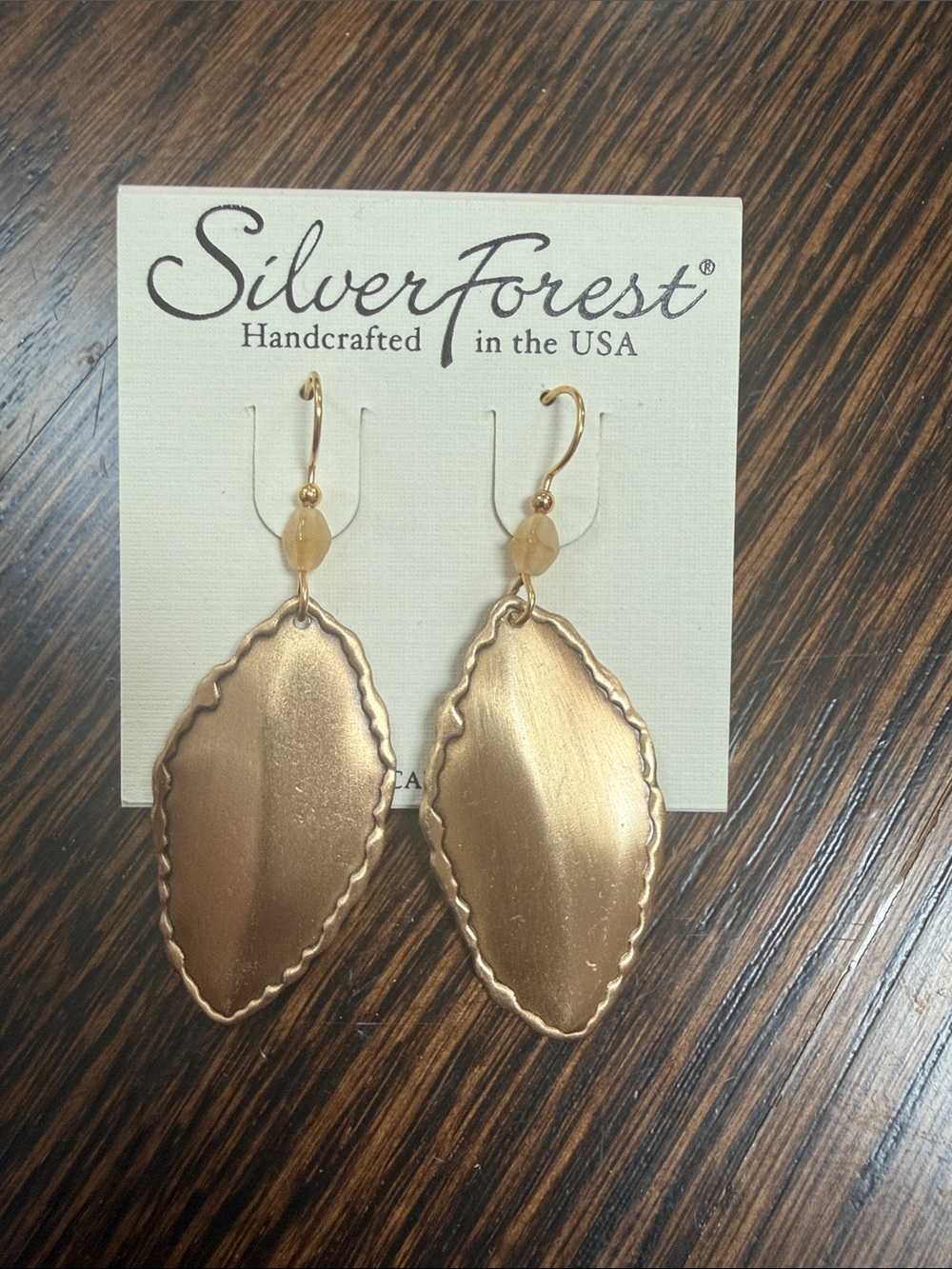 Silver Forest Gold Irregular Diamond USA Hand Crafted Hypoallergenic Earring